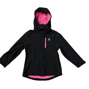 Reebok Women's Black Pink Fleece Lined Jacket Removeable Hood Size M 10/12